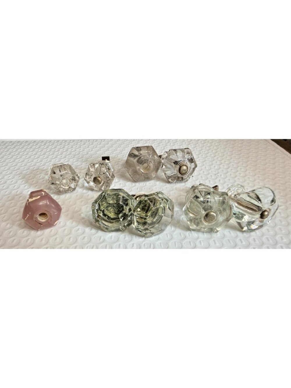 9  Vintage Clear Glass Cabinet Pulls Knobs  Antique Variety sizes